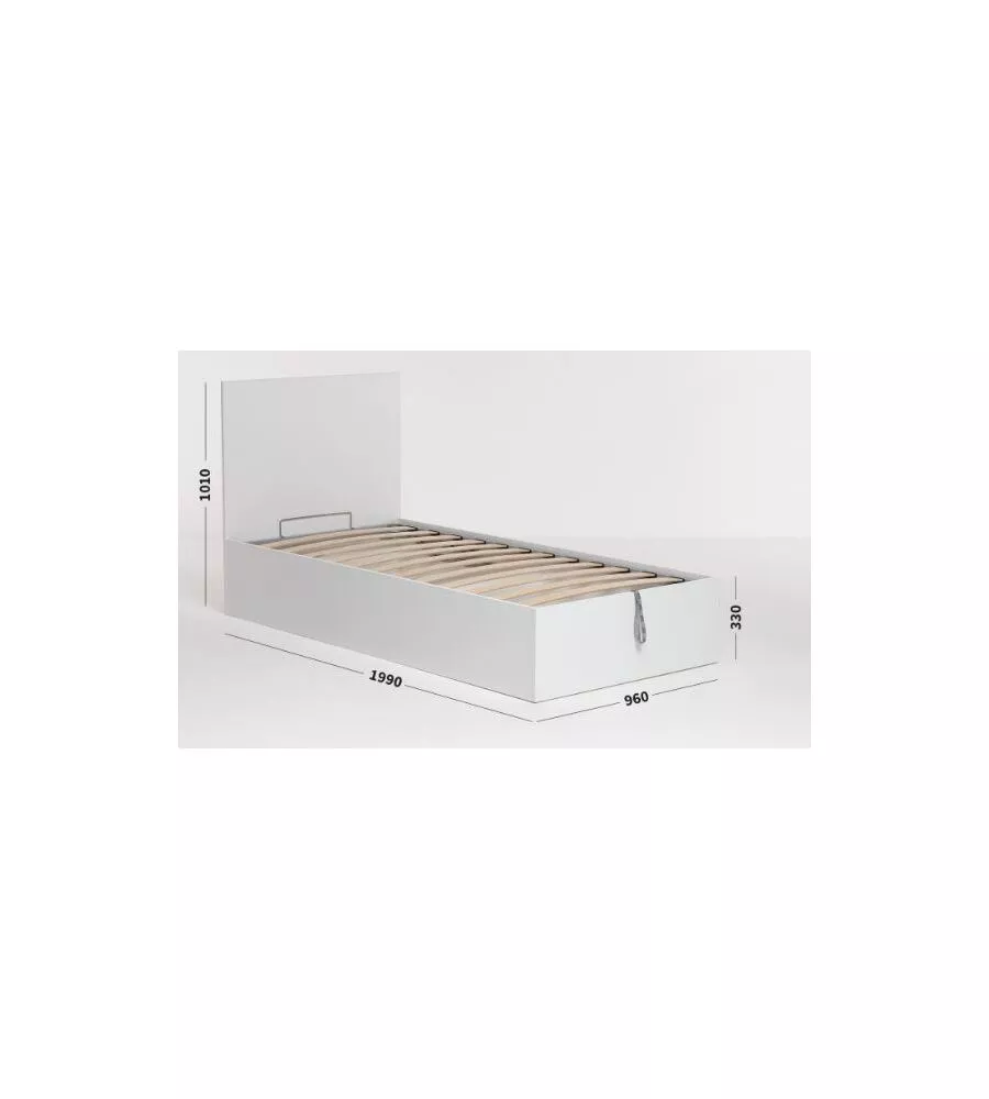 Letto singolo 'hi box' bianco con rete e contenitore, 90x190 cm